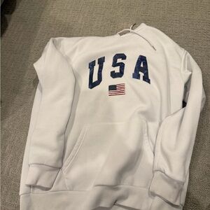 White USA Sweatshirt with Flag
